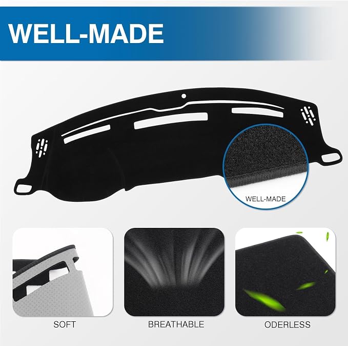 KUST Black Dash Cover for 2009-2018 Dodge Ram 1500 2500 3500 Non-Slip Dashboard Cover Polyester Dashboard Mat Pad Interior Accessories for Ram Pickup Custom Fit Dash Mat No Glare