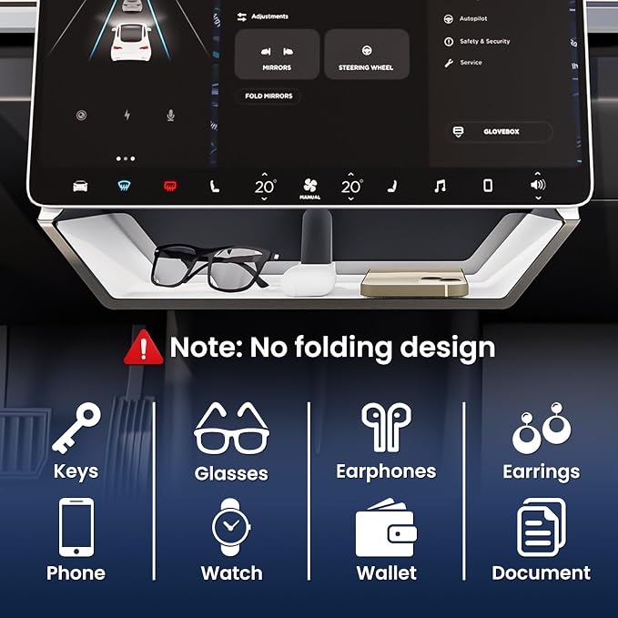 for Model Y Juniper & Model Y L Under Screen Storage Organizer 2025-2026 Upgrade, Model 3 Highland Center Console Organizer Tray 2024-2026 for Tesla Model Y Juniper Accessories, White