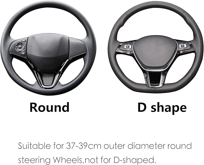 ALEMODR Gray Leather Steering Wheel Cover Universal 15 inch