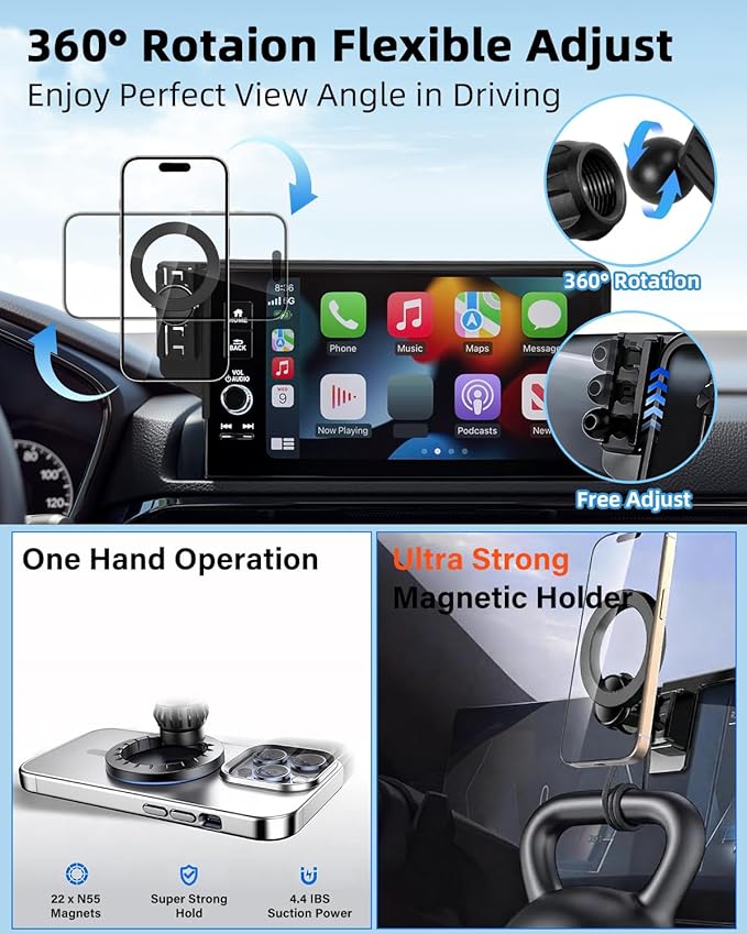 PZK Car Phone Holder for 2023-2025 2026 Lexus RX RX350 / RX350h / RX500h Accessories 14-Inch Screen Fixed Clip, Compatible with Magsafe Car Phone Mount 360° Rotation Not Affect Vent Automobile Cradles