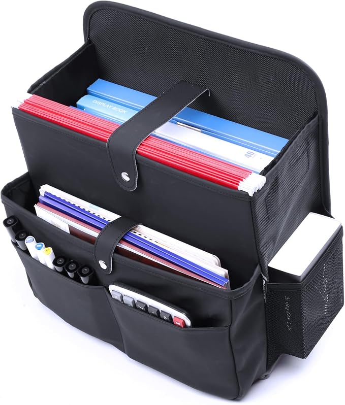 TAIKOO Front Seat Car Organizer Passenger Seat Organizer for Car Truck SUV | Leather Car Seat Organizer with Large 13.8" Pocket for Laptop Tablet File Folder, Hanging Backseat Storage for Vehicle