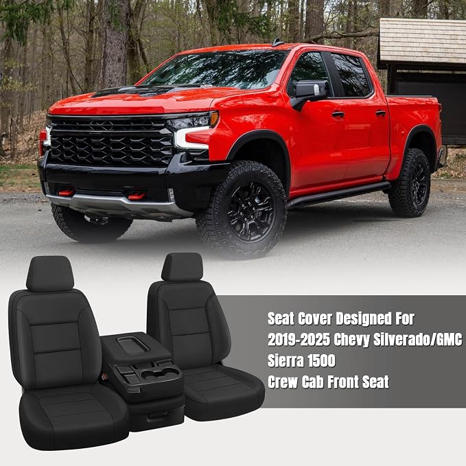 SAPUBK Seat Covers Replace for 2019-2025 Chevy Silverado/GMC Sierra 1500 CrewCab, Premium Neoprene with Composite Soft Foam Lining Breathable Seat Cover Cushion