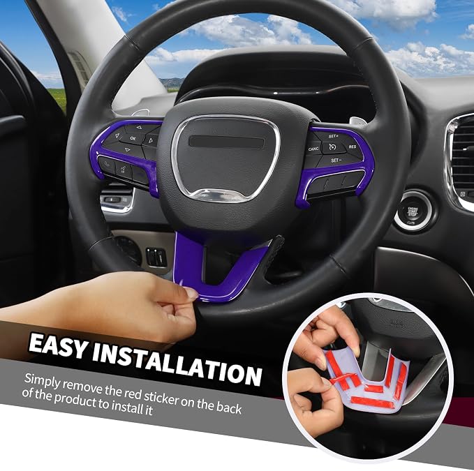 Jimen Fit for Dodge Charger 2015-2023, 12PCS Interior Trim Kits - Center Console Dash Panel, Air Conditioning Control Panel, Gear Shift Cover, Headlight Switch Frame (Purple)