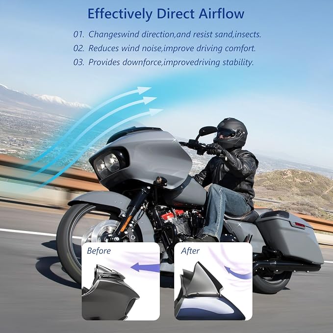 7 inch Windscreen Motorcycle Bat-Style Wave Windshield Fit for Harley Touring Road Glide 2015-2023