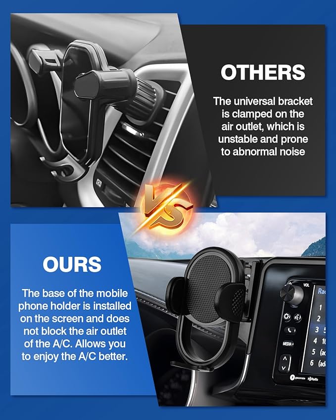 Autorder Car Phone Holder for Toyota Venza 2021 2022 2023 2024 Accessories Phone Mount 12.3" Screen Cell Phone Automobile Cradles 360 Degree Rotation (Not fit Screen with Automatic Light Sensor)