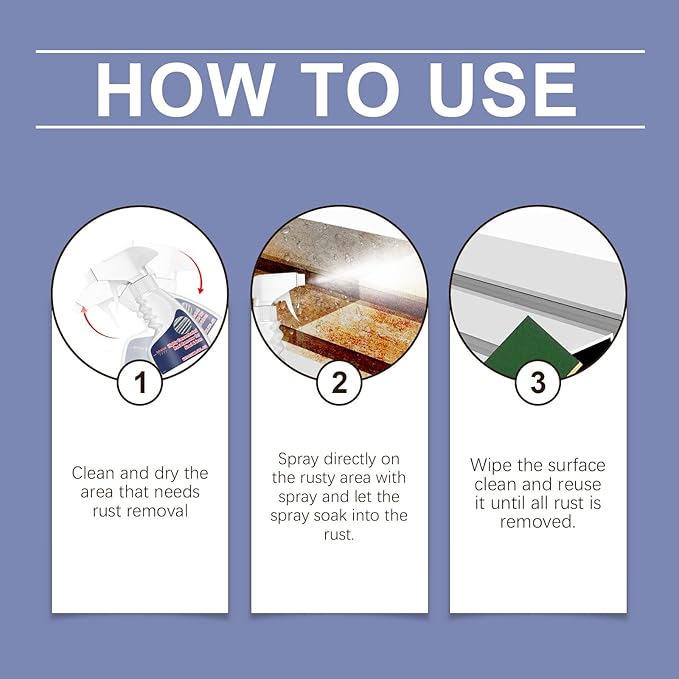 RJDJ Highly Concentrated Rust Remover for Steel & Iron, Multipurpose Rust Remover Spray for Metal, Stainless Steel Rust Remover Cleaner Various Metals Furniture (1PC)