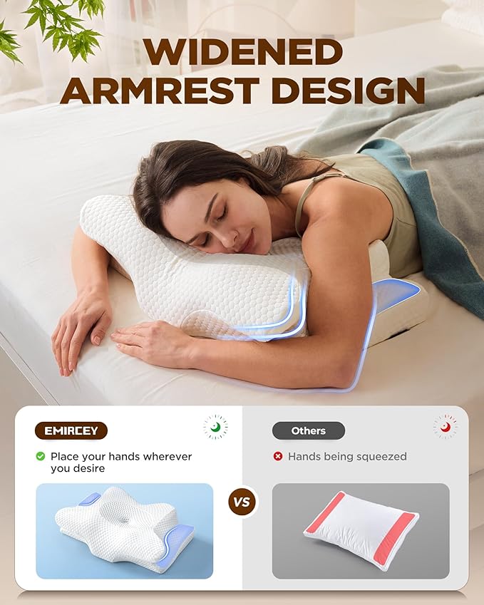 Sleep Doctor Approved Cervical Neck Pillow Sleeping, Ergonomic Contour Side Sleeper Pillows Adults, Cooling Orthopedic Pillow Pain Relief Support, Memory Foam Back Stomach Sleepers Navy Blue