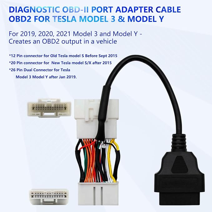 ZKTOOL Diagnostic Cables Set for Tesla Model S 3 X Y, USB OBD2 Diagnostic Tools Adapter for Lanuch X431 PADIII/PADV/PADVII/EV MAX/PRO 3S+V3.0 Ultra Tablets.with OBDII Adapter Harness 1013230-00-A.