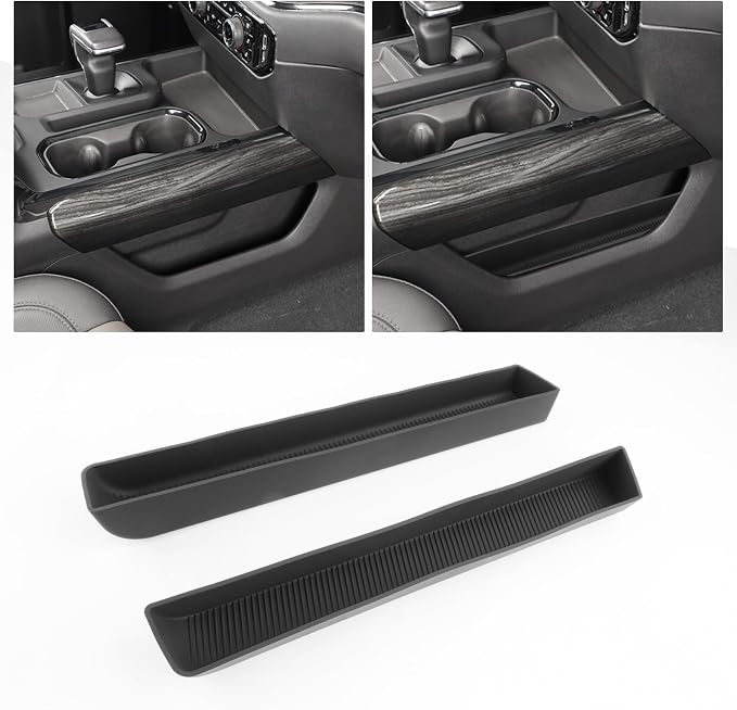 For 2022–2026 Silverado&Sierra 1500/2024–2026 Silverado&Sierra 2500HD/3500HD–Full Console w/Bucket Seats Only 2PCS Lower Console Organizer Tray Silicone Materials