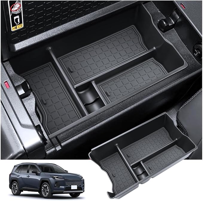 BIXUAN 2026 RAV4 Center Console Organizer for 2026 Toyota RAV4 (LE/SE/XLE Premium/Woodland/XSE/Limited) Armrest Box Insert Middle Console Storage Box 2026 RAV4 Accessories
