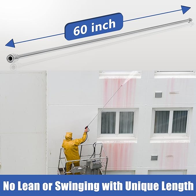 RIDGE WASHER Pressure Washer Wand Extension, 240 Inch Replacement Pressure Washer Lance, Stainless Steel Power Washer Extender Wand, 1/4” Quick Connect Fitting, 4000 PSI (4 Wands – 60" Each Wand )