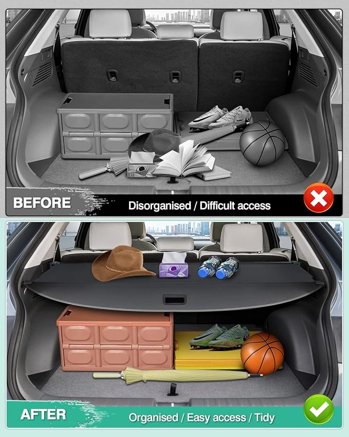 Powerty Retractable Cargo Cover for 2022-2026 Hyundai Ioniq 5 Canvas Texture Trunk Cover Privacy Screen Rear Security Shade for Ioniq 5 Accessories