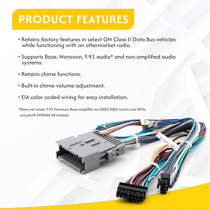 Crux SOCGM-17C Radio Replacement Interface with Chime for GM Class II Bose Amplified & Non Amplified Systems