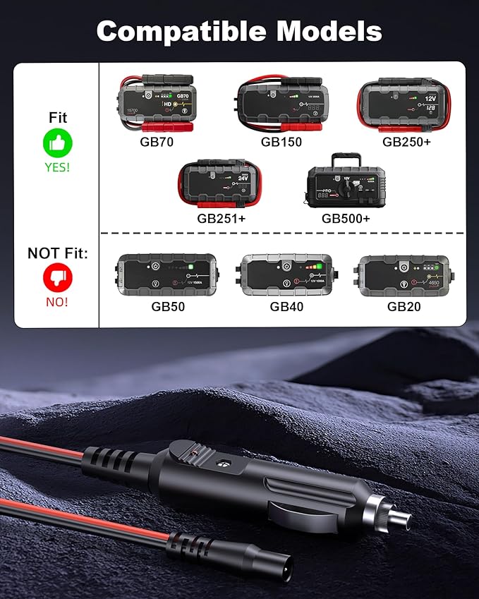 WUKUR 14V DC Car Charger for NOCO Jump Starter Compatible with NOCO GB70 GB150 GB250+ GB251+ GB500 GB500+ NOCO Boost UltraSafe Jump Starters Battery Power Supply Charger Cable