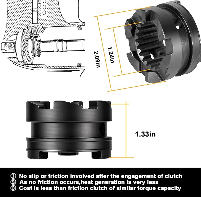 YMT Boat Motor Clutch Dog 3 Jaw Reverse, Fit for 90-120 hp, 96-97 Force Outboards, 50-125 hp Mercury 3 cyl. and 4 cyl,Replace for Mercury Clutch Dog Shifter 52-822539t