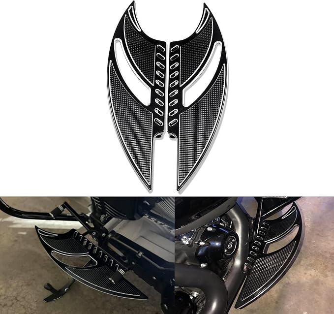 Motorcycle Driver Floorboard Front Rider Footboards Pedal CNC Foot Pegs Fit For Harley Touring Road King Road Glide Electra Glide Street Glide 1986-2025 Softail Dyna (Black)