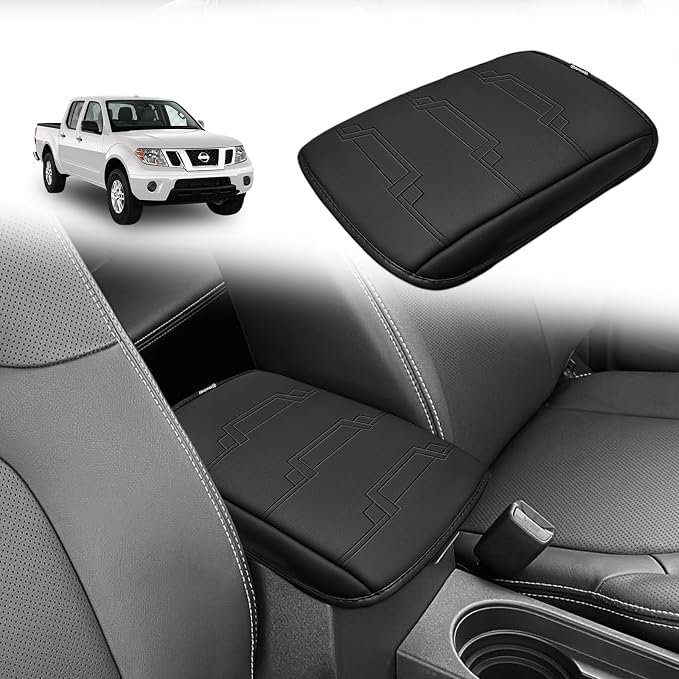 Muslogy Center Console Organizer & Armrest Cover Compatible with 2005-2021 Nissan Frontier Middle Console Divider Storage Box Armrest Pad Cushion Regular Thick