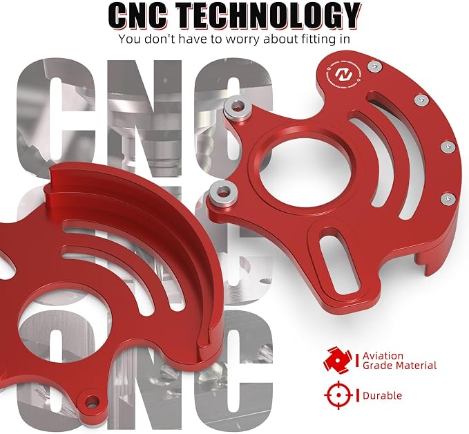 NICECNC Rear Caliper Bracket Disc Brake Guard 11mm Aluminum Compatible with Yamaha YFZ450R 2009 2010 2011 2012-2022, Red