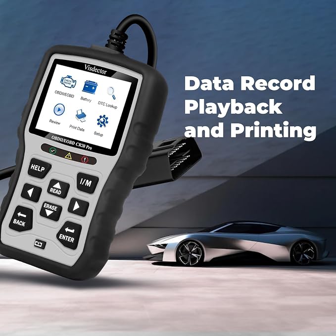 CR20 Pro Enhanced Universal OBD2 Scanner Car Code Reader Check Engine Fault Reader to Turn Off CEL Light, Read & Clear DTCs, Data Graphing, Voltage Test, Silver/Black