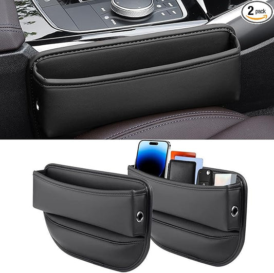 Car Seat Gap Filler 2 pack Car Gap Filler Seat Organizer Front Seat Leather Car Accessories for Women Men, Car Essentials for SUV Truck, Adjustable Seat Gap Filler Organizer (Black 2 pack)