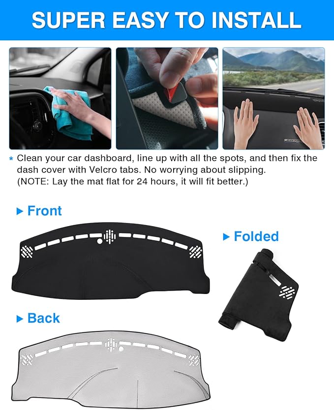 Autorder Dashboard Cover Mat for 2011-2023 Dodge Charger Accessories Dash Cover Flannel Dash Mat Sunshade Glare UV Rays Protector