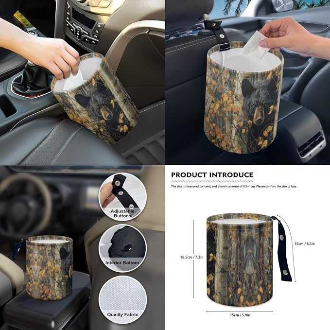 Universal Automotive Seat Covers & Accessories Full Set Bear Camo Hunting Car Front and Rear Seat Covers Steering Wheel Cover Armrest Cushion Safety Belt Pads Cup Cushions