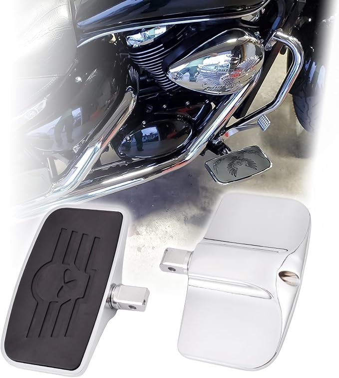 Kinglemc Rear Passenger Floorboard FootPeg footboard for Kawasaki (Skull 7.9 * 4.5", Silver)