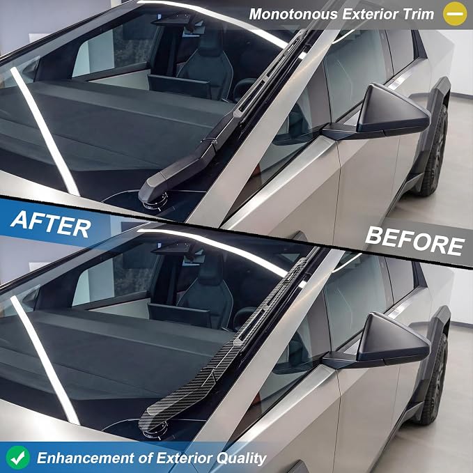 Carbon Fiber Windshield Wiper Trim Cover Compatible with Tesla Cybertruck 2024-2026