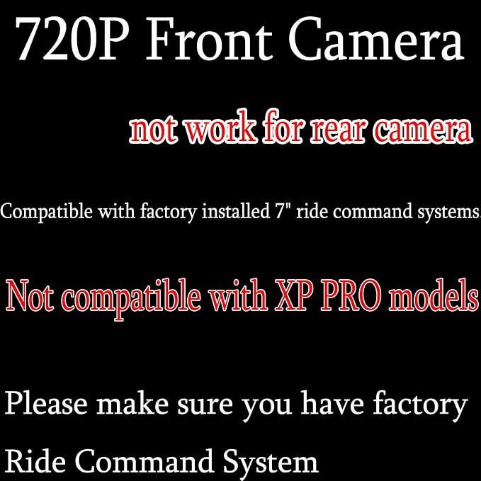 720P Front Camera Compatible with Polaris Factory Installed 7" Ride Command Systems (Not Compatible with XP PRO Models)