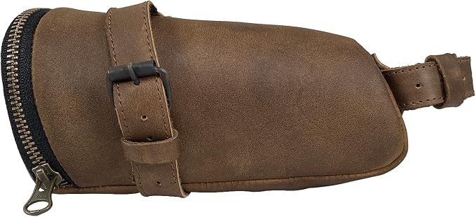 Hide & Ride, Bicycle Under Seat Pouch, Multi-functional Organizer for Commuters, Accessory Bag, Biker Essentials, Full Grain Leather, Handmade, Bourbon Brown