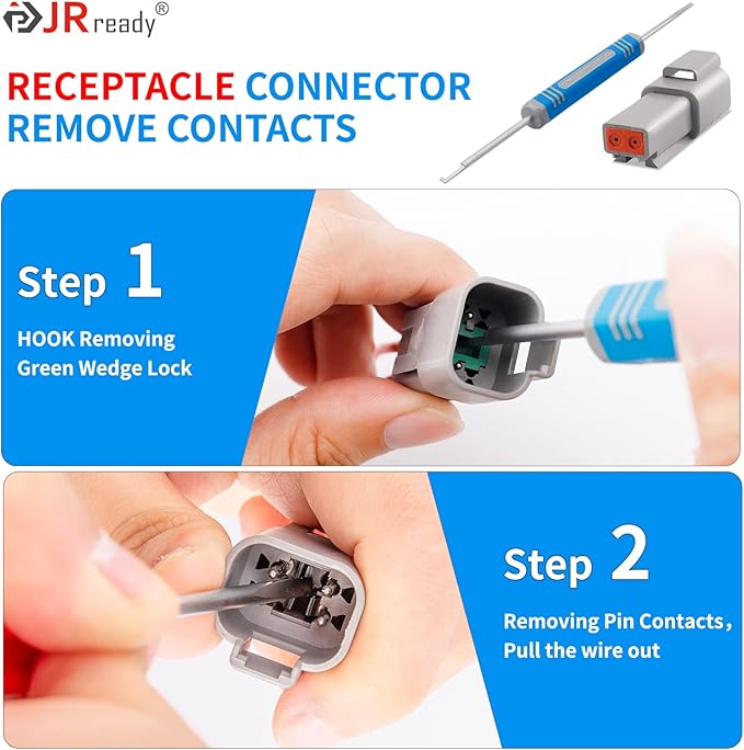 JRready DRK-RT1B Deutsch Pin Removal Tool, Pin Socket Contact/Wedgelock Removal Tool, Suitable for Deutsch DT, DTM, DTV, DRB, DRCP and Strike Connectors