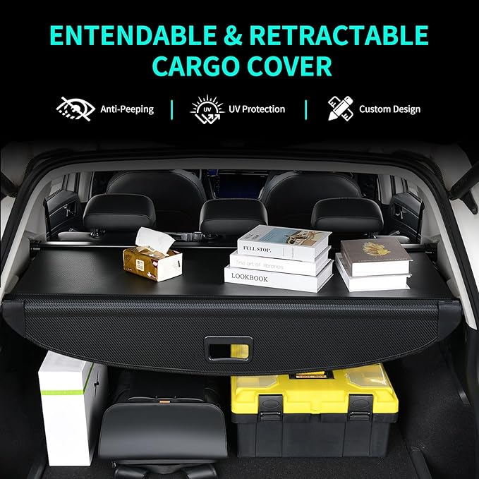 Tecoom Cargo Cover fit for Kia Sorento 2025 2024 2023 2022 2021 Accessories, Retractable Rear Trunk Cover Luggage Security Shade, Anti-Peeping Privacy Screen Protector, Carbon Fiber Texture