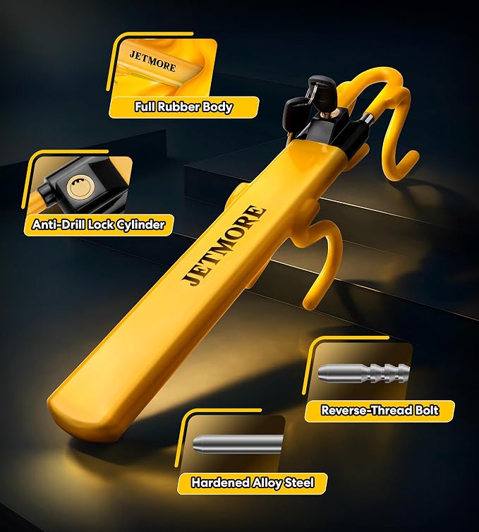JETMORE Steering Wheel Lock Anti Theft Car Device with Adjustable Design Car Lock in Compatibility Car Wheel Lock with Reinforced Steel Car Anti Theft Device with Tamper-Proof Bolts
