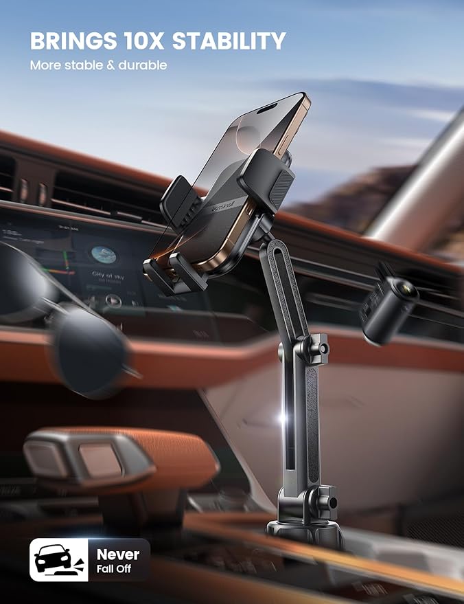Lamicall Ultra Stable Magnetic Tesla Phone Mount + Thick Cases Friendly Cup Cell Phone Car Mount