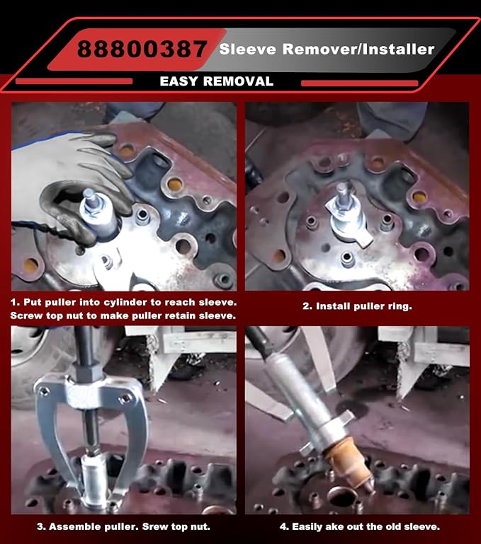 Injector Sleeve Cup Nozzle Tube Remover and Installer Tool Kit Compatible with Volvo D11 D13 D16 FM12, Mack Truck MP7 MP8 MP10 Engines, Replce OEM 9986174 88800387 88800196