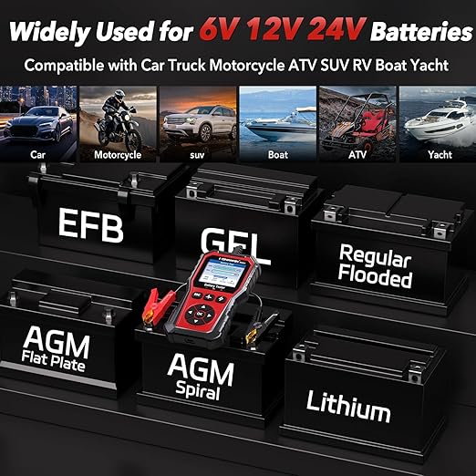 Car Battery Tester 2.8" TFT, 6V 12V 24V 10-2000CCA Battery Load Tester, QR Cloud Report (No App), Automotive Alternator Tester Charging Cranking System Analyzer for Car Truck Motorcycle Boat, Black