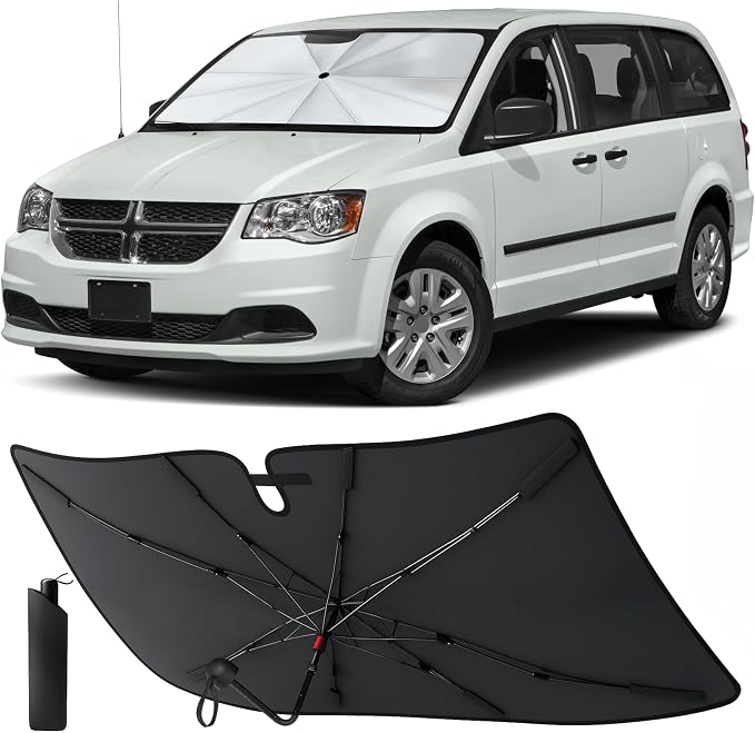 EcoNour Windshield Sunshade & Window Tint for Dodge Caravan 2008-2020 | Front Window Sun Shade UV Heat Shield | Foldable Car Windshield Sun Visor Protector Interior Cooling Accessories