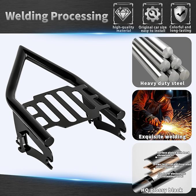 Detachable Luggage Rack for Harley Touring 2009-2026 Street Road Electra Glide/Road King, Black（Classic）