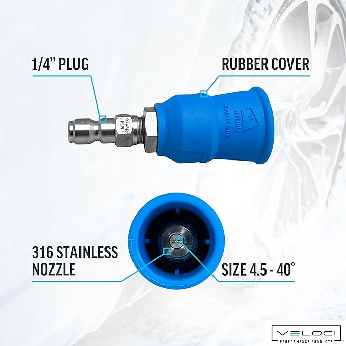 MTM Hydro Acqualine Pressure Washer Nozzle Guard Holder Tips Protector with 1/4” Quick Coupler Plug, 40 Degrees 4.5