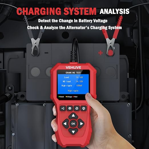 Car Battery Tester 6V 12V with Lithium Battery Testing, VEHLIVE BT910 5-3000CCA Battery Load Tester, Automotive Alternator Tester Charging Cranking System Tester for Car Truck Motorcycle SUV ATV Boat