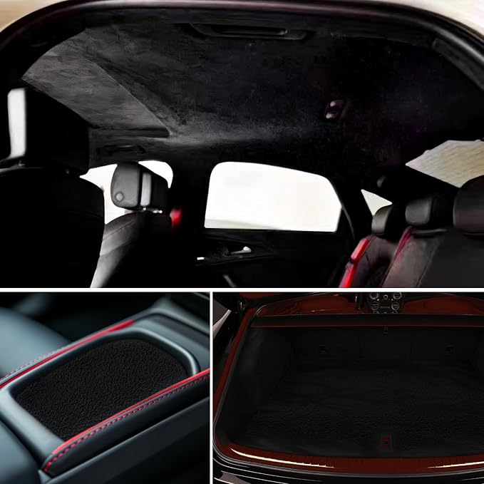 Babnecl Suede Auto Headliner Fabric 38" L × 60" W with Foam Backing - Tube Packaging - Black Interior Replacement Material for Car/Truck/SUV/RV Roof - Home Repair/DIY Headliner Material
