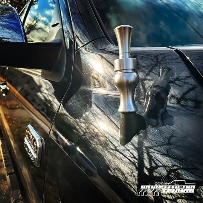 Duck Call Truck Antenna, Short 5.5 Inch Heavy Duty Anodized Aluminum Radio Antenna, Universal Kit Fits Most Trucks Including F150, F250, Clear Signal, Unique Truck Accessories and Gifts (Silver)