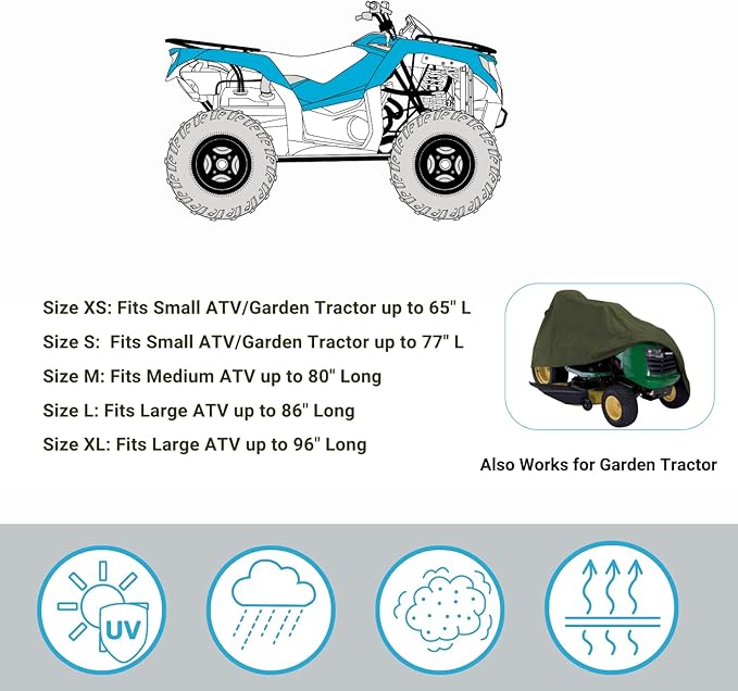 EliteShield Lightweight ATV Cover, Weatherproof Quad Cover, Water and Wind Resistant Four Wheeler Cover for Polaris Kawasaki Yamaha Suzuki Honda Arctic Cat Can-Am, Camo Color fits 96" Long