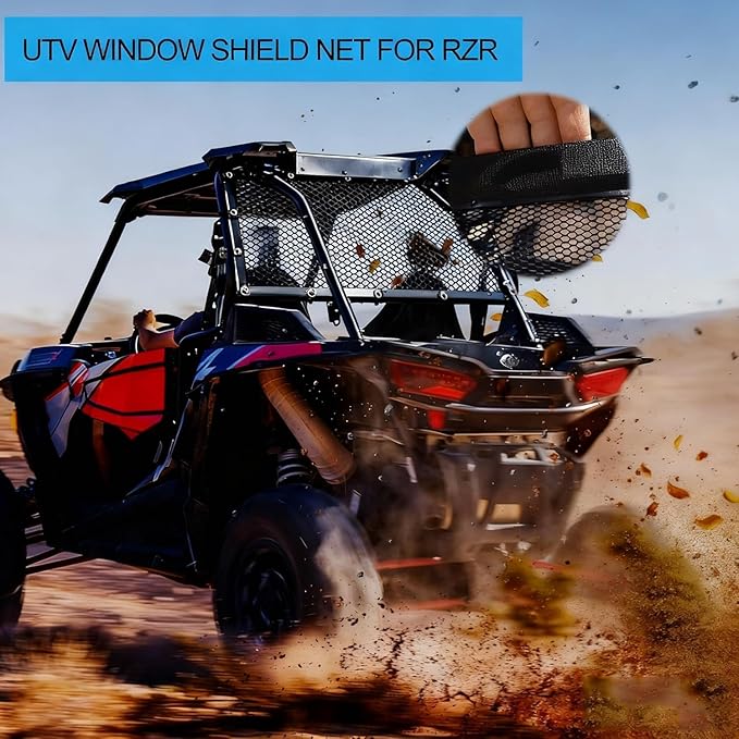 Window Net Roll Cage Mesh Net Guard Front Rear Right and Left Window Shade Shield Cover Door Scratch Prevention Compatible for UTV Polaris RZR 570 800 1000 900 RZR XP Turbo 2015-2019 2 Seater