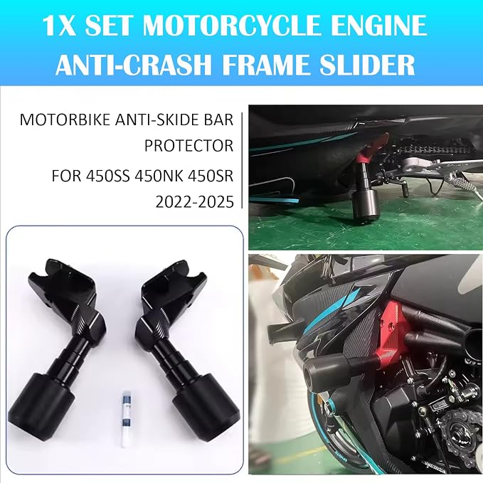 Motorcycle Frame Sliders Engine Guard Anti Crash Pad Protector for CFMOTO 450SS 450SR 450NK CF MOTO 450SS, Black Aluminum Bodywork Protection Frame Accessories (Black)