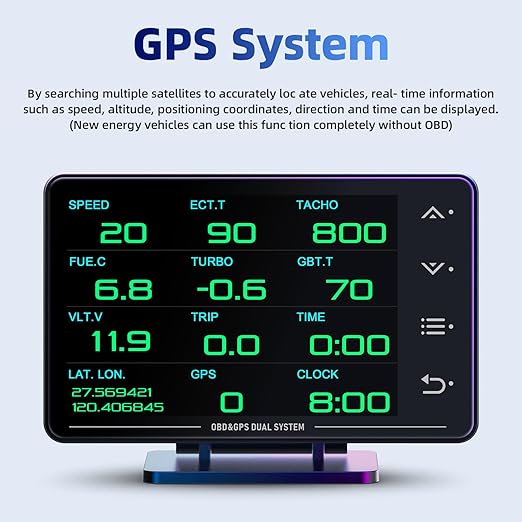 MH Obd2 Gauge Display Heads Up Display 4.3-inch TFT LCD Screen Multi-Function Digital HUD Gauge Cluster with Speed RPM Boost for All Car