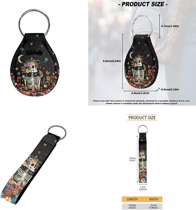 Howilath Hippie Flower Skull Auto Front Seats Protector Auto Accessories with Center Console Cover+Steering Wheel Cover+Seatbelt Pads+Keychain+Coasters Set of 10 Fit Most Vehicle