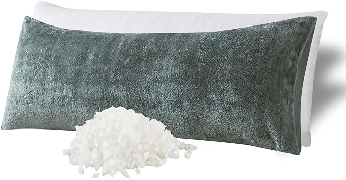 WhatsBedding Memory Foam Body Pillow with Plush Fuzzy Cover, Full Body Pillow for Adults, Long Pillow for Sleeping, Soft Fluffy Supportive