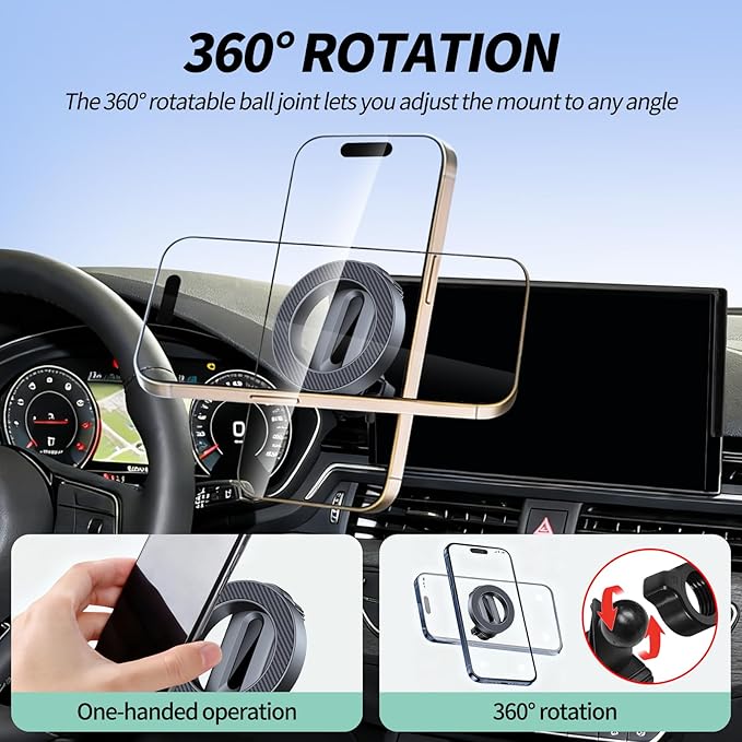 Phone Mount for MagSafe for Audi Q5 2021-2025 A4 S4 A5 S5 RS5 2020-2025 Accessories 10.1-inch Screen Adjustable Magnetic Carbon Fiber Pattern Phone Holder with Storage for iPhone Samsung