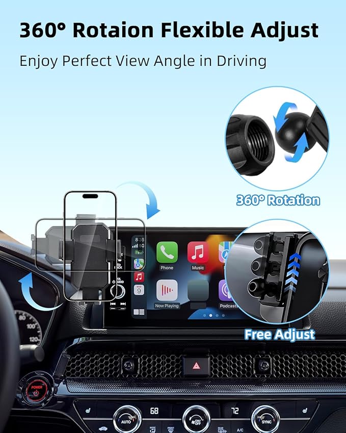 PZK Car Phone Mount Fit for BMW X5 2019-2023/X6 2020-2023/X7 2019-2022 Accessories 12.3-Inch Screen Fixed Clip, Auto Lock Car Phone Holder 360° Rotation Automobile Cradles Fit iPhone & 4.0-7.0'' Phone